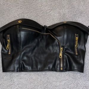 Black going out crop top with gold zippers